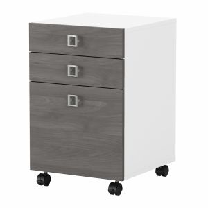 Kathy Ireland Office - Echo 3 Drawer Mobile File Cabinet in Pure White and Modern Gray - KI60501-03