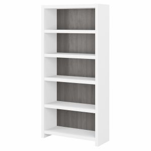Kathy Ireland Office - Echo 5 Shelf Bookcase in Pure White and Modern Gray - KI60504-03