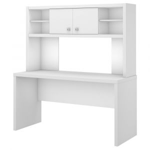 Kathy Ireland Office - Echo 60W Credenza Desk with Hutch in Pure White - ECH030PW