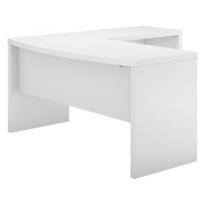 Kathy Ireland Office - Echo L Shaped Bow Front Desk in Pure White - ECH025PW