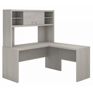 Kathy Ireland Office - Echo L Shaped Desk with Hutch in Gray Sand - ECH031GS