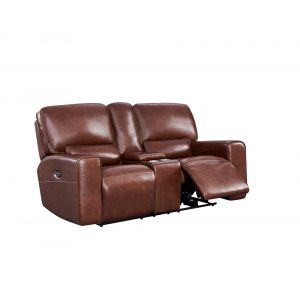 Leather Italia USA - Broadway Loveseat - Console P2 Brown - 1669-EH9049C-028540LV
