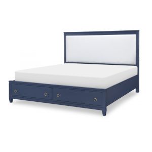 Legacy Classic Furniture - Summerland Inkwell Complete Upholstered Bed W Storage King 60 Blue Finish - 1162-4237K