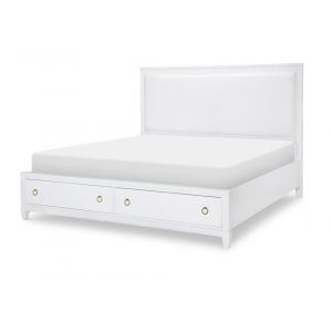 Legacy Classic Furniture - Summerland White Complete Upholstered Bed W Storage King 60 White Finish - 1160-4237K