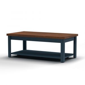 Legends Furniture - Bridgevine Home 48 in. Blue Denim and Whiskey Brown Finish Solid Wood Coffee Table - NT4210.BWK