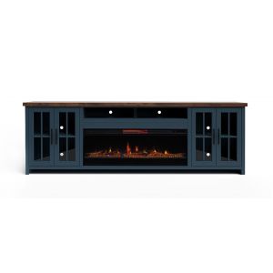 Legends Furniture - Bridgevine Home 97 in. Blue Denim and Barnwood Brown Finish Solid Wood Fireplace TV Stand - NT5410.BWK