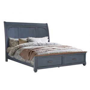 Legends Furniture - Bridgevine Home Americana King Size Sleigh Bed, Corduroy Blue Finish - ZAMR-7000KG