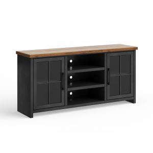 Legends Furniture - Bridgevine Home Essex 67 inch TV Stand Console for TVs up to 80 inches, No Assembly Required, Black and Whiskey Finish - ES1210.SWK