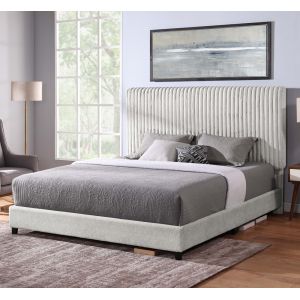 Legends Furniture - Bridgevine Home King Size Light Minky Headboard Upholstered Platform Bed - ZBRD-7003KG