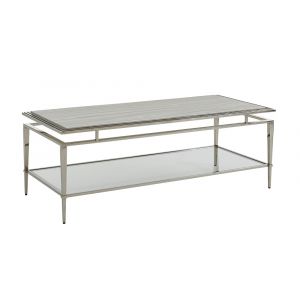 Lexington - Ariana Athene Rectangular Cocktail Table In Platinum Finish Frame And Silver White Marble Top - 01-0732-945c