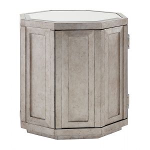 Lexington - Ariana Rochelle Octagonal Storage Table With Mirrored Top And Silver Leaf Finish - 01-0733-957