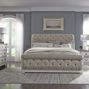 Liberty Furniture - Abbey Park 4 Piece Queen Uph Sleigh Bed, Dresser & Mirror, Nightstand Set - 520-BR-QUSLDMN