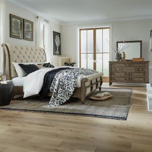 Liberty Furniture - Americana Farmhouse Queen Sleigh Bed, Dresser & Mirror  - 615-BR-QSLDM