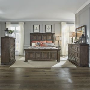 Liberty Furniture - Big Valley California King Panel Bed, Dresser & Mirror, Chest - 361-BR-CPBDMC