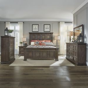 Liberty Furniture - Big Valley King Panel Bed, Dresser & Mirror, Chest, Night Stand - 361-BR-KPBDMCN