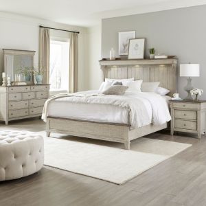 Liberty Furniture - Ivy Hollow Queen Mantle Bed, Dresser & Mirror, Night Stand  - 457-BR-QMTDMN