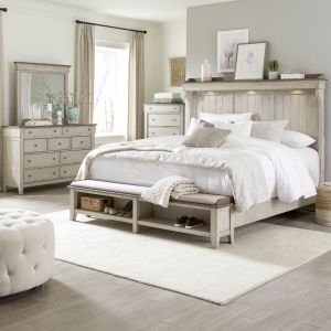 Liberty Furniture - Ivy Hollow Queen Mantle Storage Bed, Dresser & Mirror, Chest  - 457-BR-QMSDMC