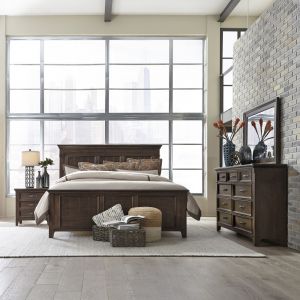 Liberty Furniture - Saddlebrook King Panel Bed, Dresser & Mirror, Night Stand - 184-BR-KPBDMN