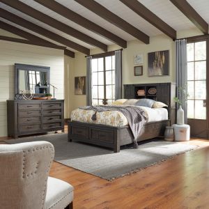 Liberty Furniture - Thornwood Hills Queen Bookcase Bed, Dresser & Mirror  - 759-BR-QBBDM