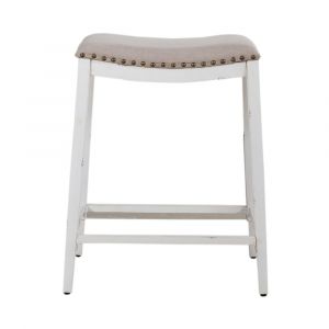 Liberty Furniture - Vintage Series Backless Uph Counter Chair- Antique White (Set of 2) - 179-B000124-AW