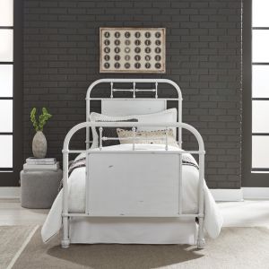 Liberty Furniture - Vintage Series Twin Metal Bed - Antique White - 179-BR11HFR-AW