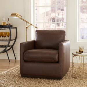 Liberty Furniture - Weston Leather Swivel Accent Chair Timber - 713-ACH15-DB-L