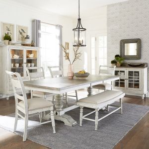 Liberty Furniture - Whitney 6 Piece Trestle Table Set - 661W-CD-6TRS