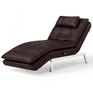 Relax A Lounger - Avery Faux Leather Convertible Chaise with USB & Power Outlets, Brown by Lifestyle Solutions - RC-ARSS7P4004-P