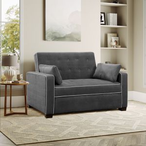 Serta - Gentry Convertible Sofa, Full Size, Charcoal Grey by Lifestyle Solutions - SA-AGS-FS2U5-CY