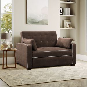 Serta - Gentry Convertible Sofa, Full Size, Java by Lifestyle Solutions - SA-AGS-FS2U5-JV