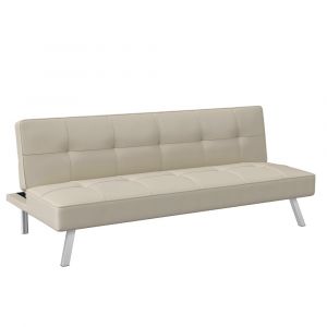 Serta - Cailey Faux Leather Convertible Futon, Light Beige by Lifestyle Solutions - SC-CRYS3LP2022