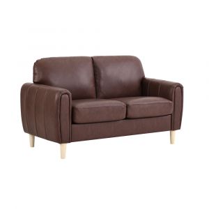 Serta - Jonas Faux Leather Loveseat, Brown by Lifestyle Solutions - 132A009BRN