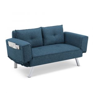 Serta - Monroe Convertible Futon with Adjustable Wing Arms, Blue by Lifestyle Solutions - SC-MLCKU2030