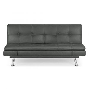 Serta - Cypress Convertible Faux Leather Futon, Dark Grey by Lifestyle Solutions - SC-NLSS3P2015