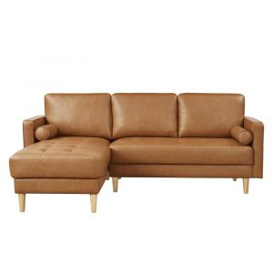 Lifestyle Solutions - Studio Living Langford Vegan Leather Sectional Sofa, Carmel - 135A001CAR-SET