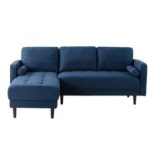 Lifestyle Solutions - Studio Living Langford Vegan Leather Sectional Sofa, Navy - 135A001NVY-SET