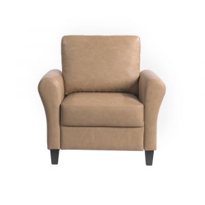 Lifestyle Solutions - Westley Chair with Rolled Arms, Light Brown Faux Leather - CCWENKS1LBRRA