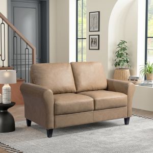 Lifestyle Solutions - Westley Loveseat with Rolled Arms, Light Brown Faux Leather - CCWENKS2LBRRA