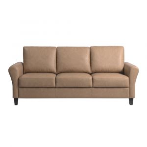 Lifestyle Solutions - Westley Sofa with Rolled Arms, Light Brown Faux Leather - CCWENKS3LBRRA