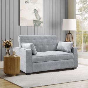 Serta - Gentry Convertible Sofa, Full Size, Light Grey by Lifestyle Solutions - SAAGSFS2BU3143