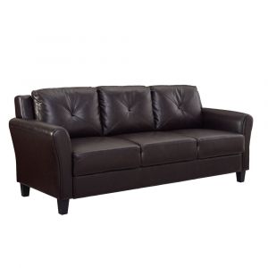 Lifestyle Solutions - Highland Faux Leather Sofa with Rolled Arms, Java  - LSHRFS3CP3003R