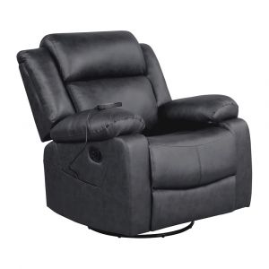 Lifestyle Solutions - Relax A Lounger Mason Faux Leather Swivel Recliner with Heat and Massage, Black - RRMXMLP2001