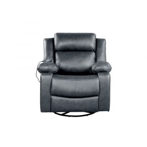 Lifestyle Solutions - Relax A Lounger Mason Faux Leather Swivel Recliner with Heat and Massage, Dark Grey - RRMXMLP2015