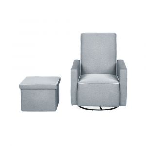 Lifestyle Solutions - Relax A Lounger Nya Swivel Chair with Storage Ottoman, Light Grey - RALYNGU3043P
