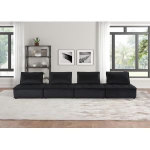 Lilola Home - Anna Black Velvet 4-Seater Modular Sofa - 81402-4A