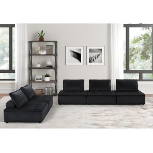 Lilola Home - Anna Black Velvet 5 Pc Sofa and Loveseat - 81402-5C