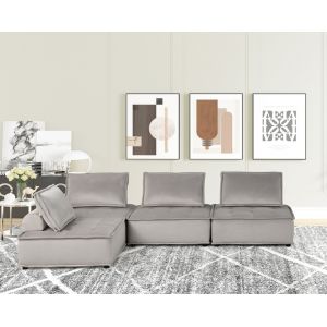 Lilola Home - Anna Light Gray Velvet 4 Pc Sectional Sofa - 81403-4C