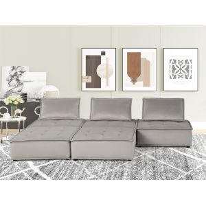 Lilola Home - Anna Light Gray Velvet 5 Pc Sectional Sofa Ottoman - 81403-5D