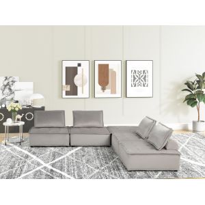 Lilola Home - Anna Light Gray Velvet 5 Pc Sectional Sofa - 81403-5B
