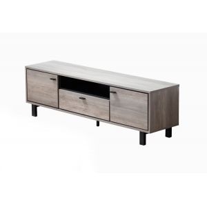 Lilola Home - Apollo Gray Oak Finish TV Stand with Storage, Cable Management and Black Handles - 97000